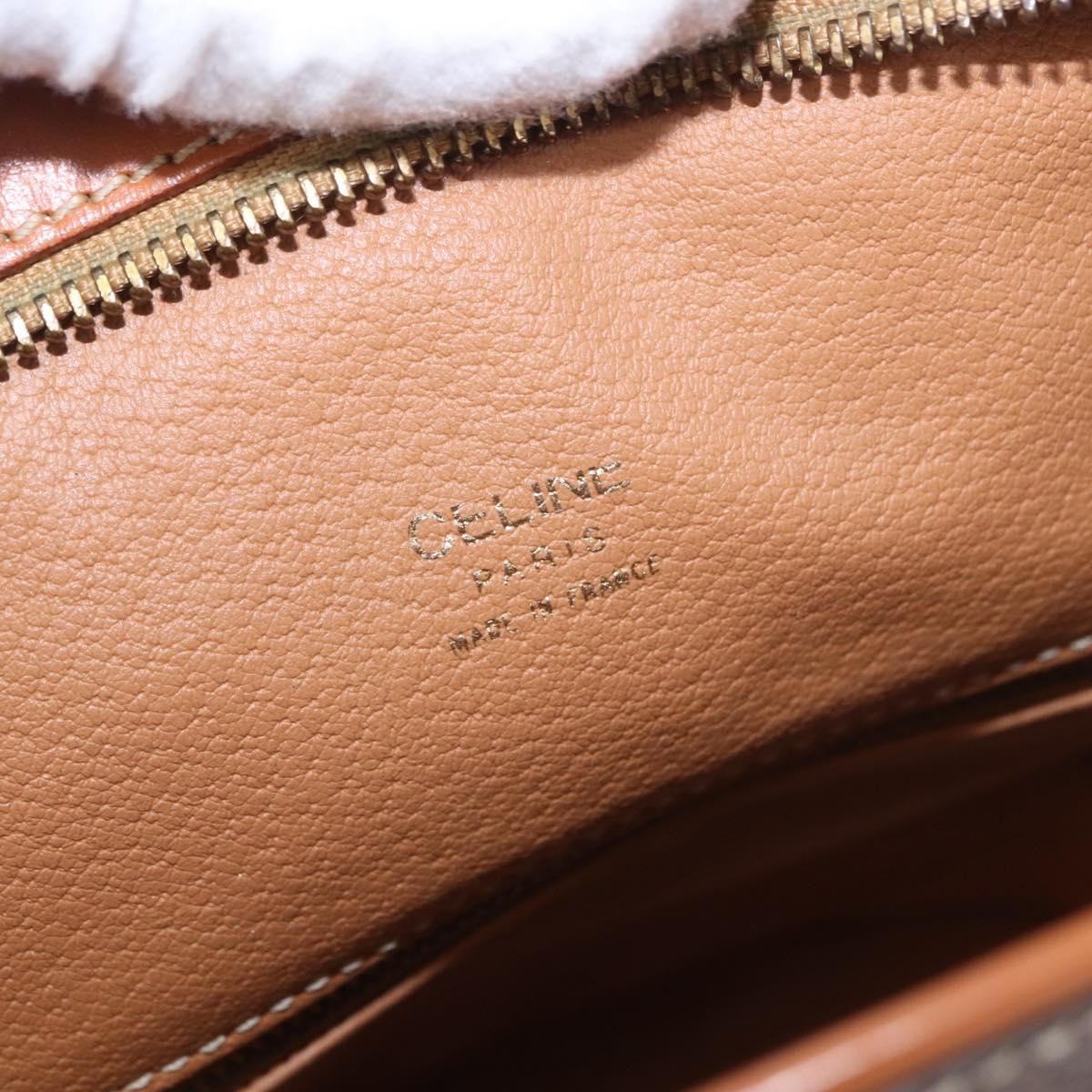 CELINE Macadam Canvas Tote Bag PVC Leather Brown Gold Auth 183115V