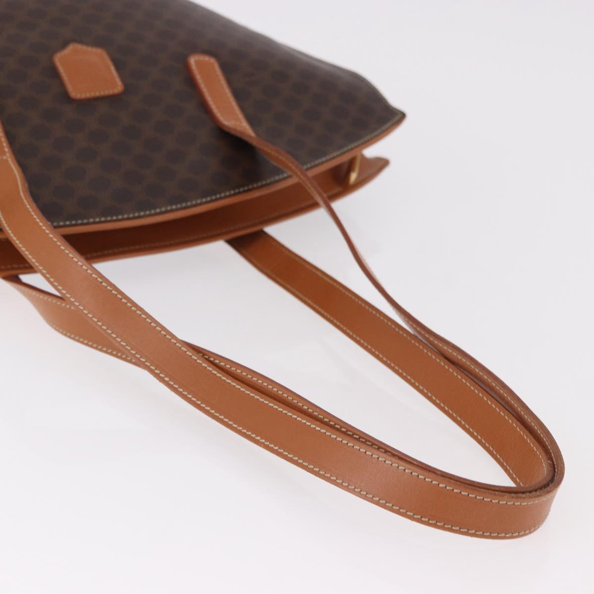 CELINE Macadam Canvas Tote Bag PVC Leather Brown Gold Auth 183115V