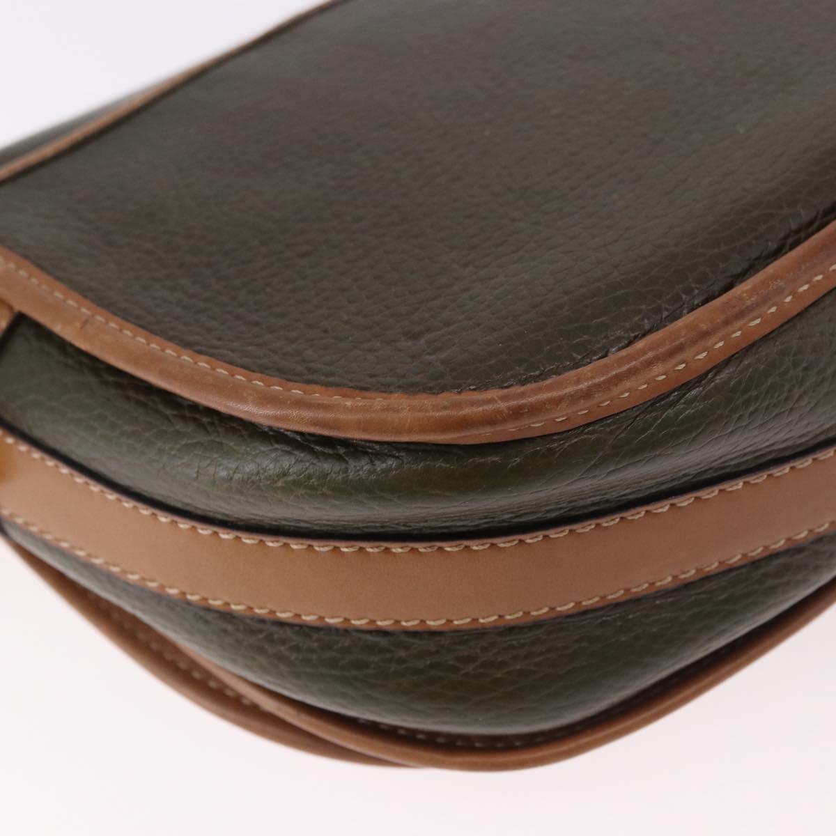CELINE Shoulder Bag Leather Green Gold Auth 183117