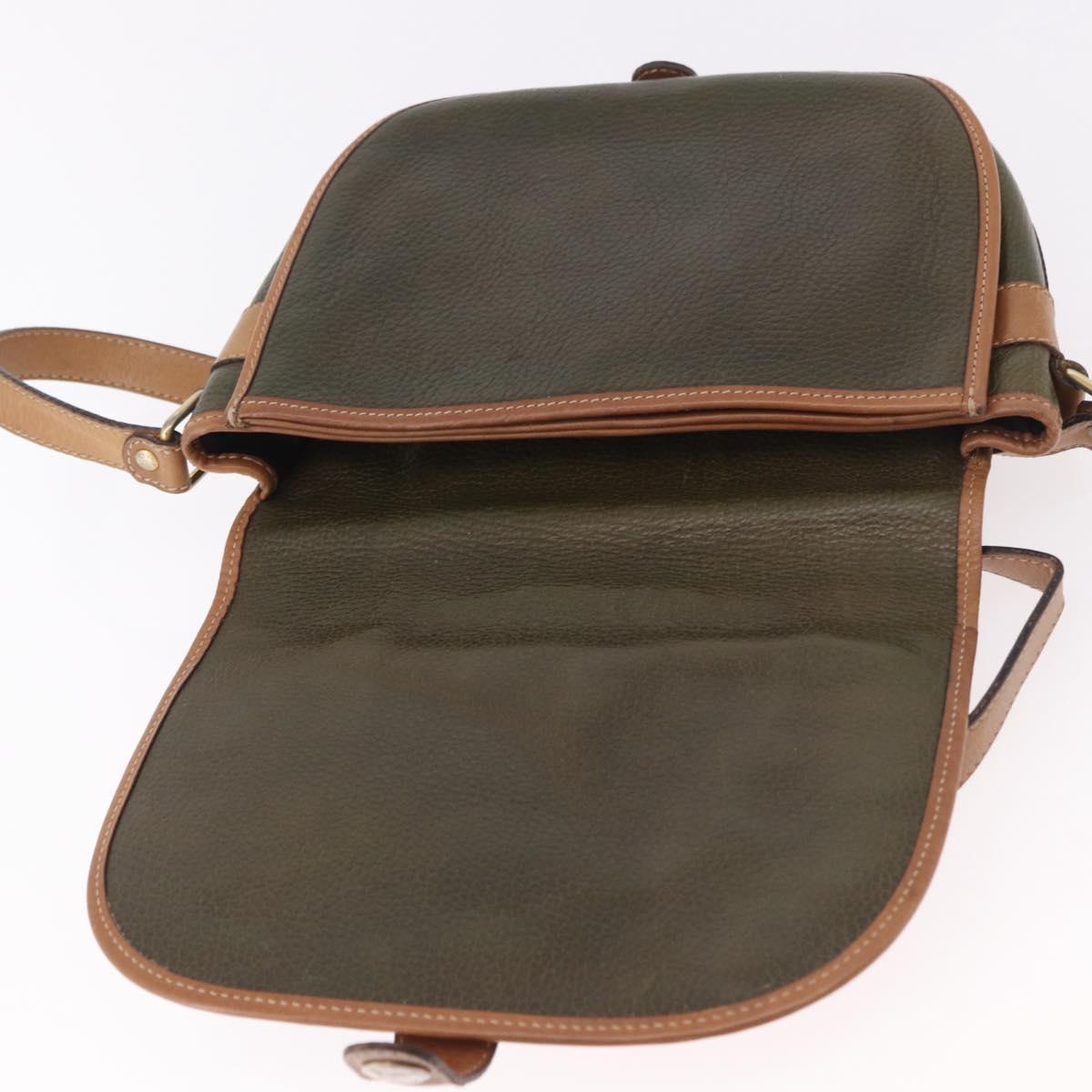 CELINE Shoulder Bag Leather Green Gold Auth 183117