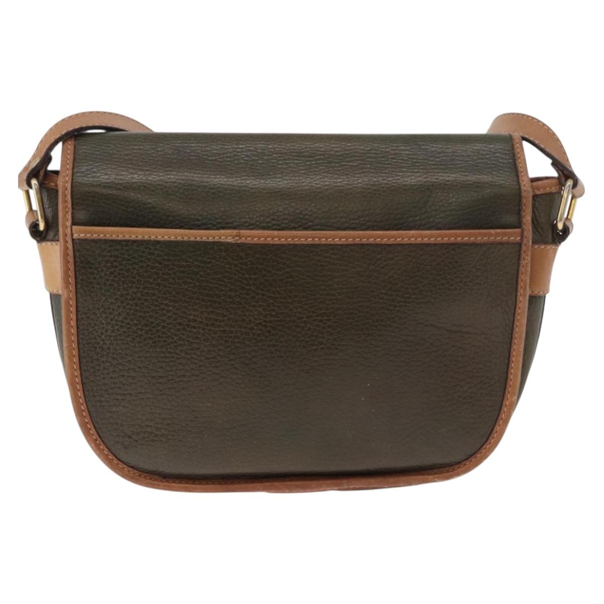 CELINE Shoulder Bag Leather Green Gold Auth 183117