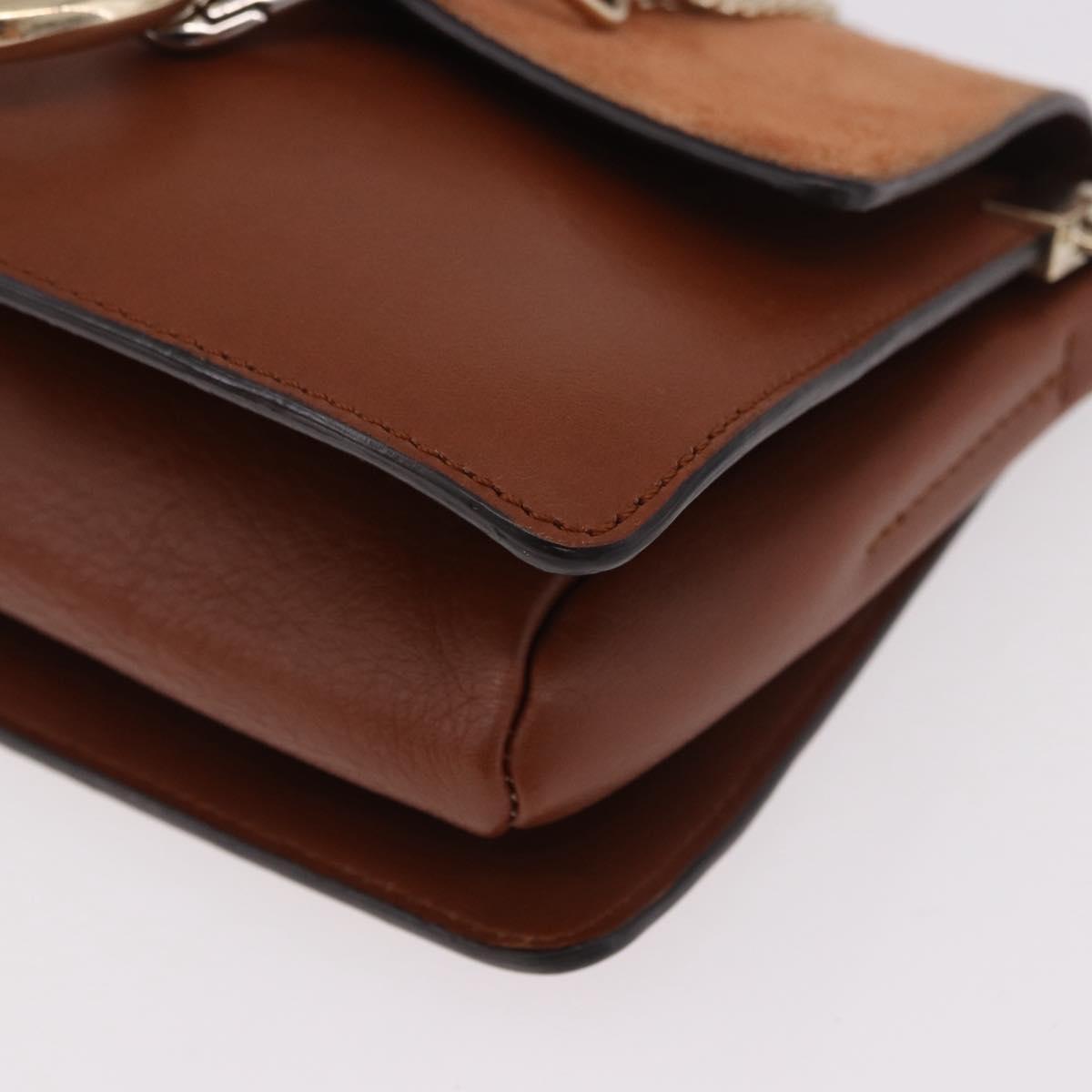 Chloe Fay Shoulder Bag Suede Brown Gold Auth 183119A