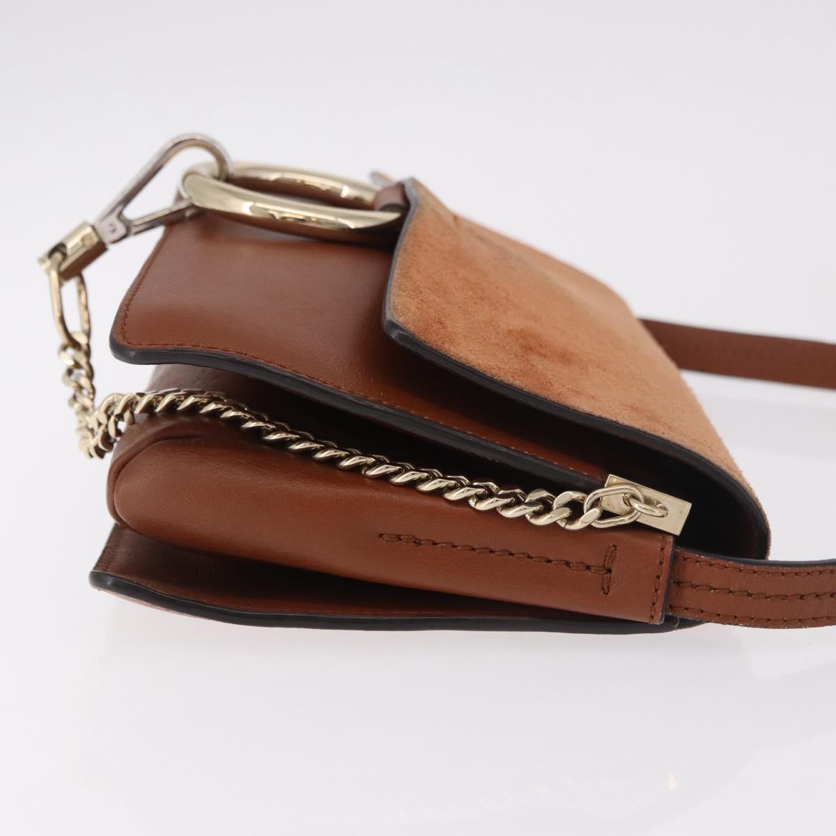 Chloe Fay Shoulder Bag Suede Brown Gold Auth 183119A