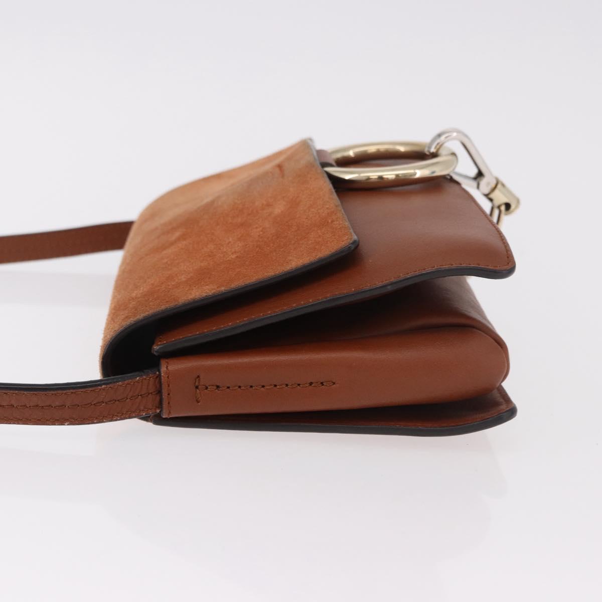 Chloe Fay Shoulder Bag Suede Brown Gold Auth 183119A