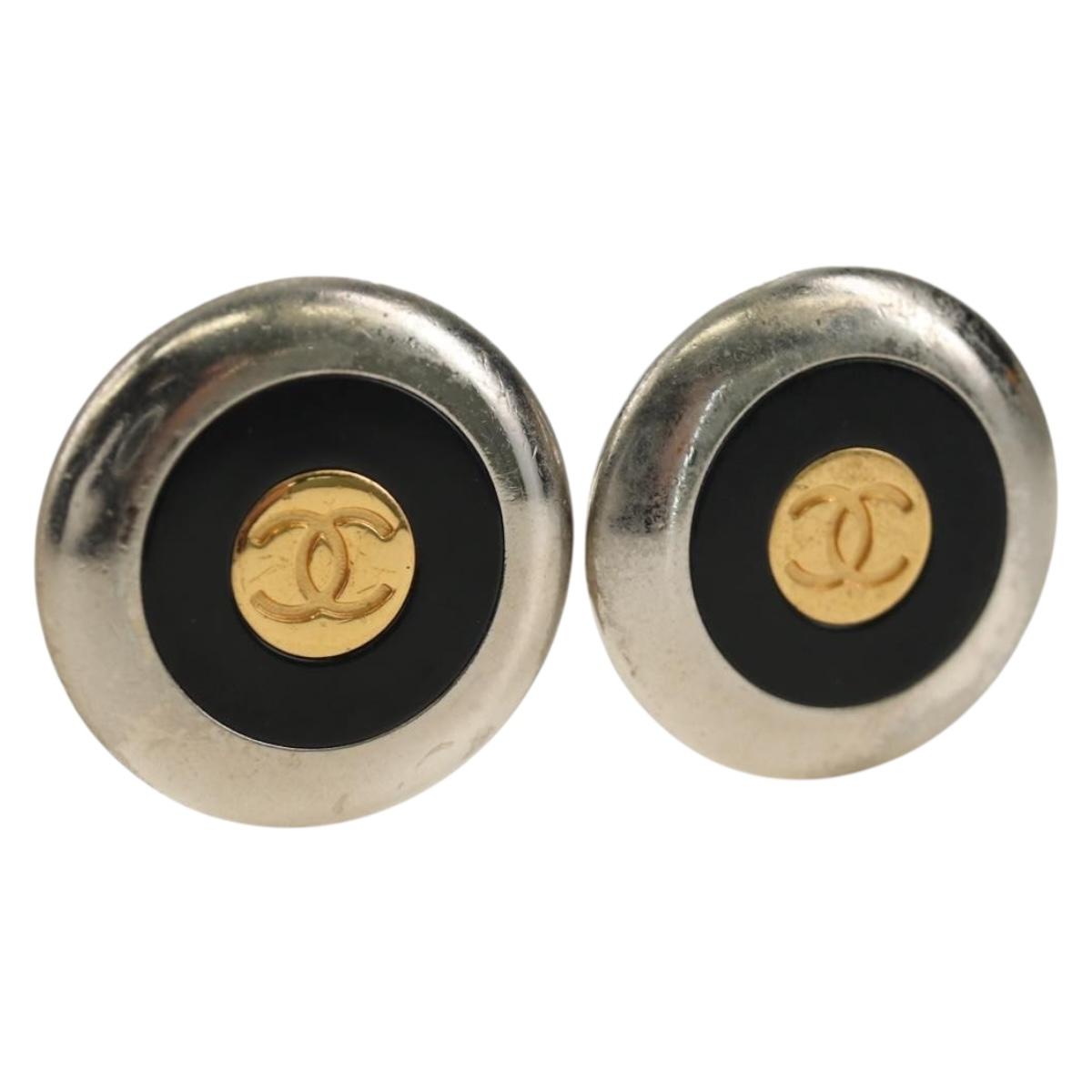 CHANEL COCO Mark Earring metal Silver tone CC Auth 183120M