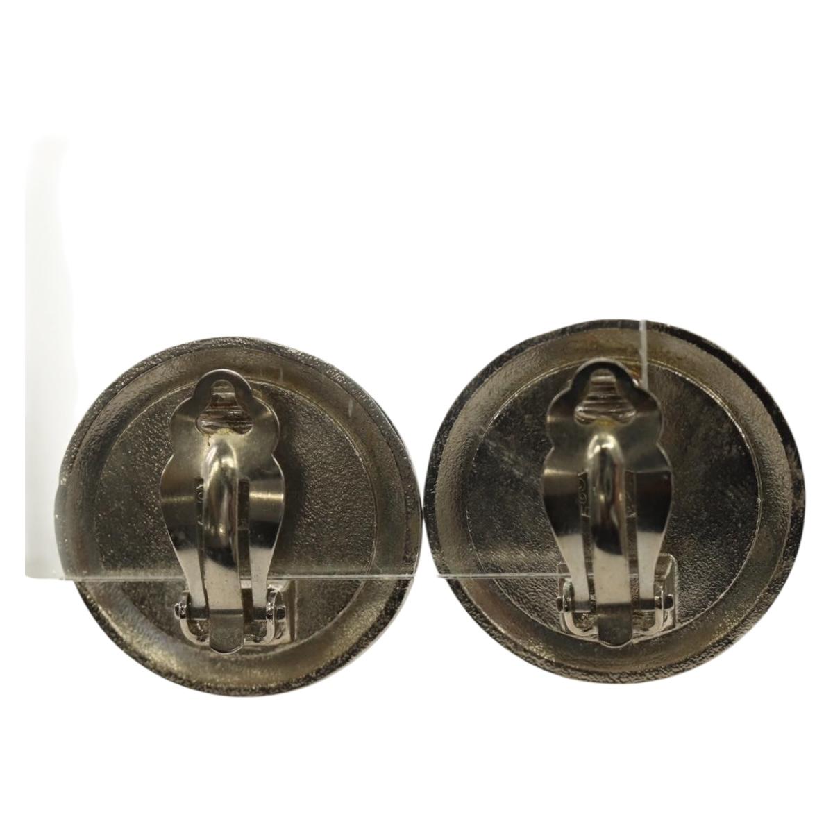CHANEL COCO Mark Earring metal Silver tone CC Auth 183120M