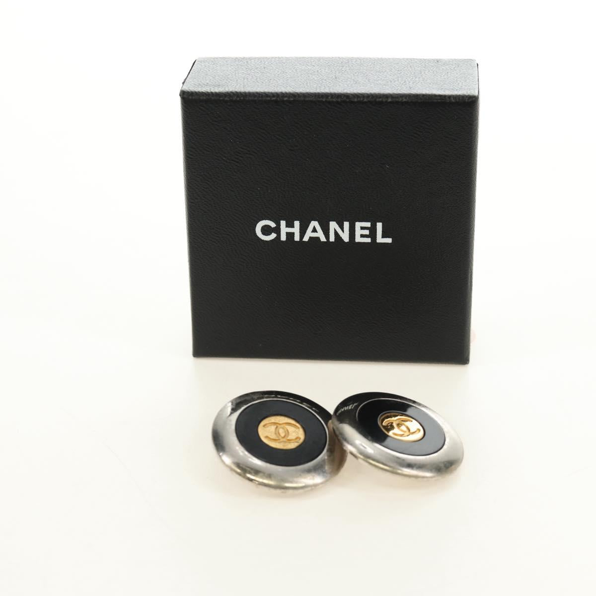 CHANEL COCO Mark Earring metal Silver tone CC Auth 183120M