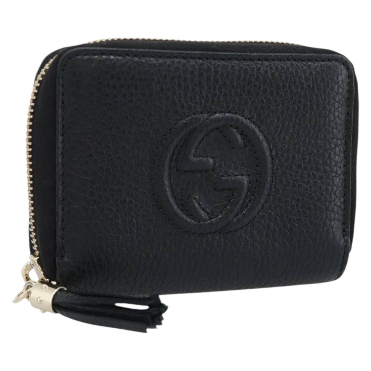 GUCCI Soho Coin Purse Leather Outlet Black Gold 598009 Auth 183123M