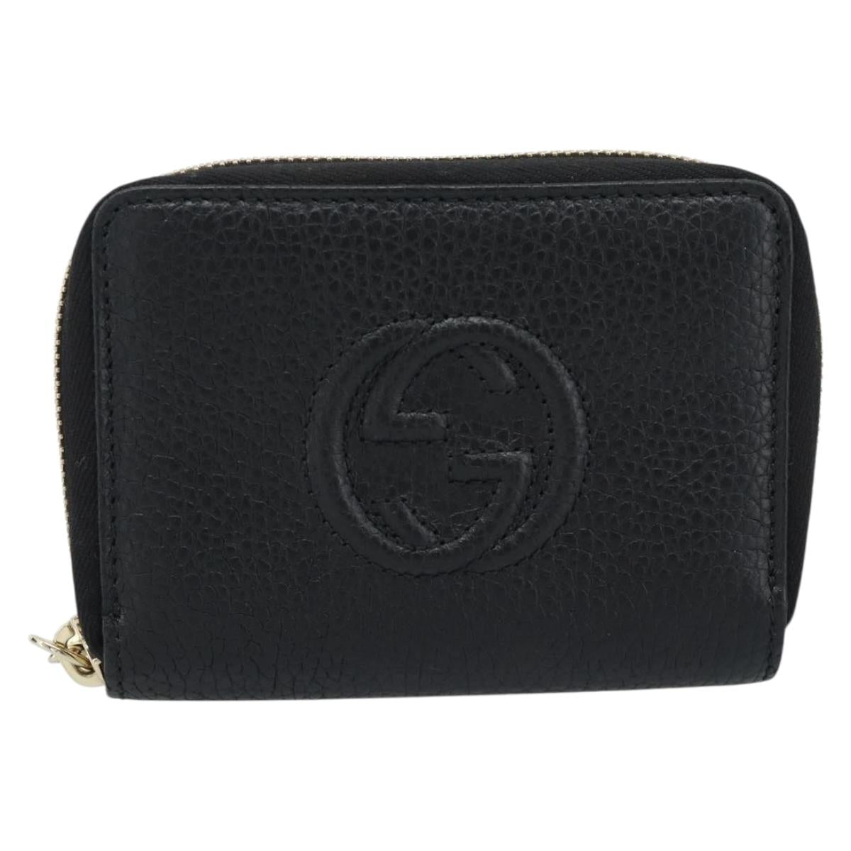 GUCCI Soho Coin Purse Leather Outlet Black Gold 598009 Auth 183123M