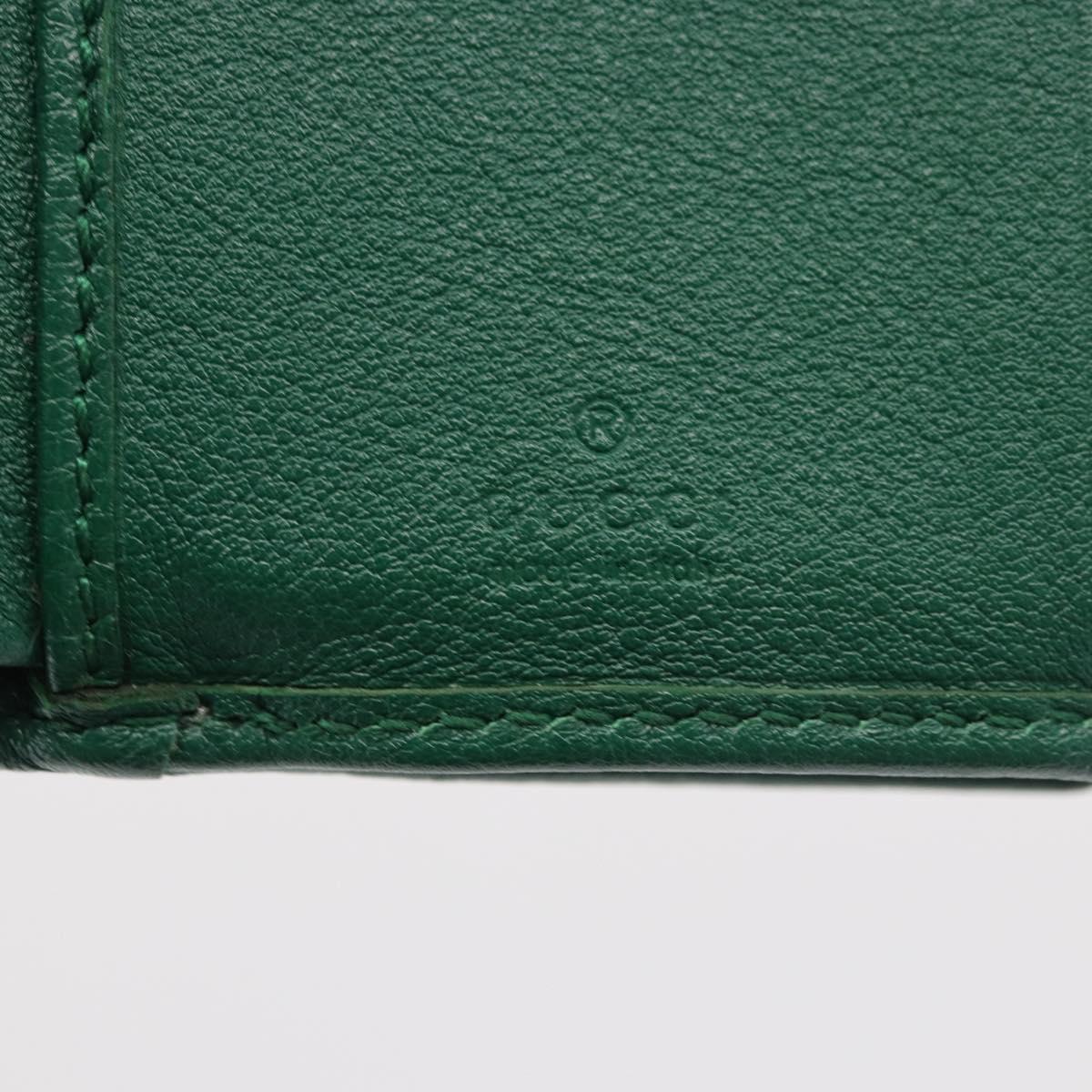 GUCCI Horsebit Compact Wallet Leather Green Gold 659632 Auth 183124M