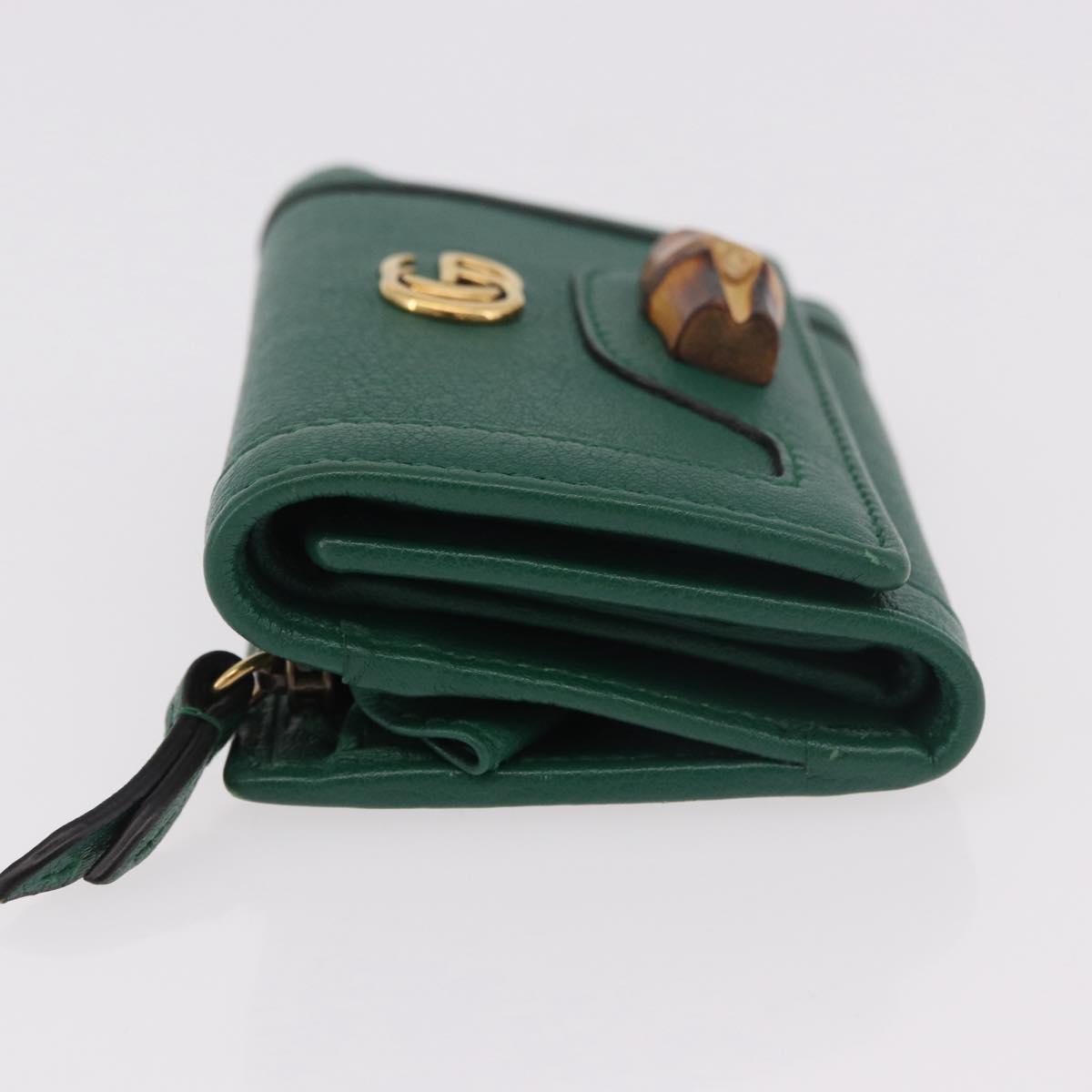 GUCCI Horsebit Compact Wallet Leather Green Gold 659632 Auth 183124M