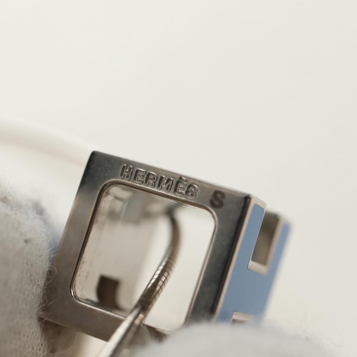 HERMES Cage De H H Cube Necklace metal Silver Auth 183125V