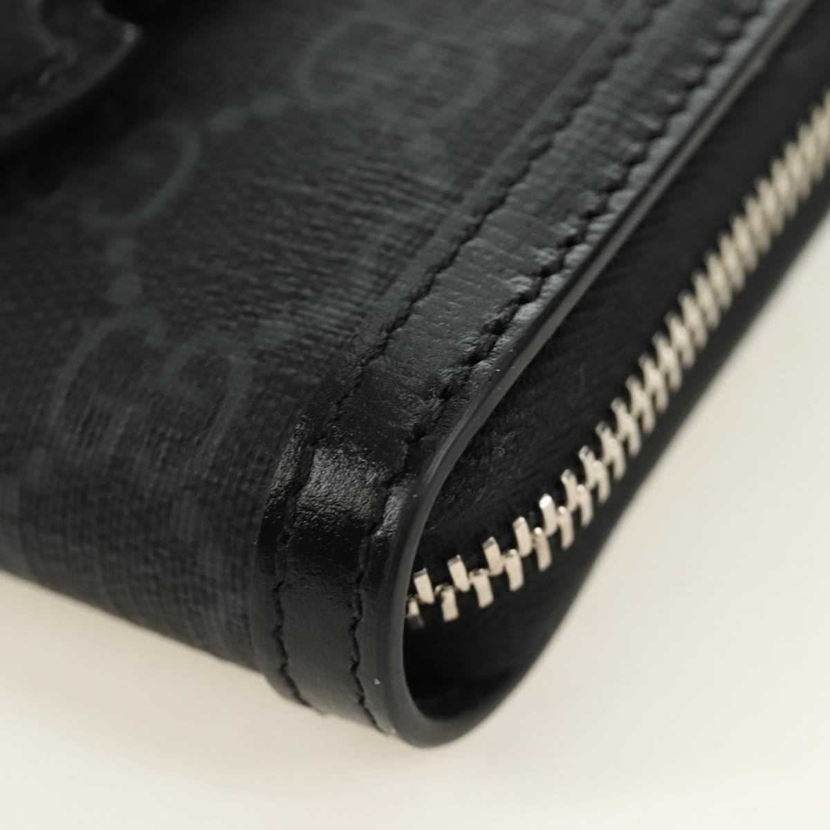 GUCCI GG Supreme Shoulder Bag PVC Black Silver 724351 Auth 183126M