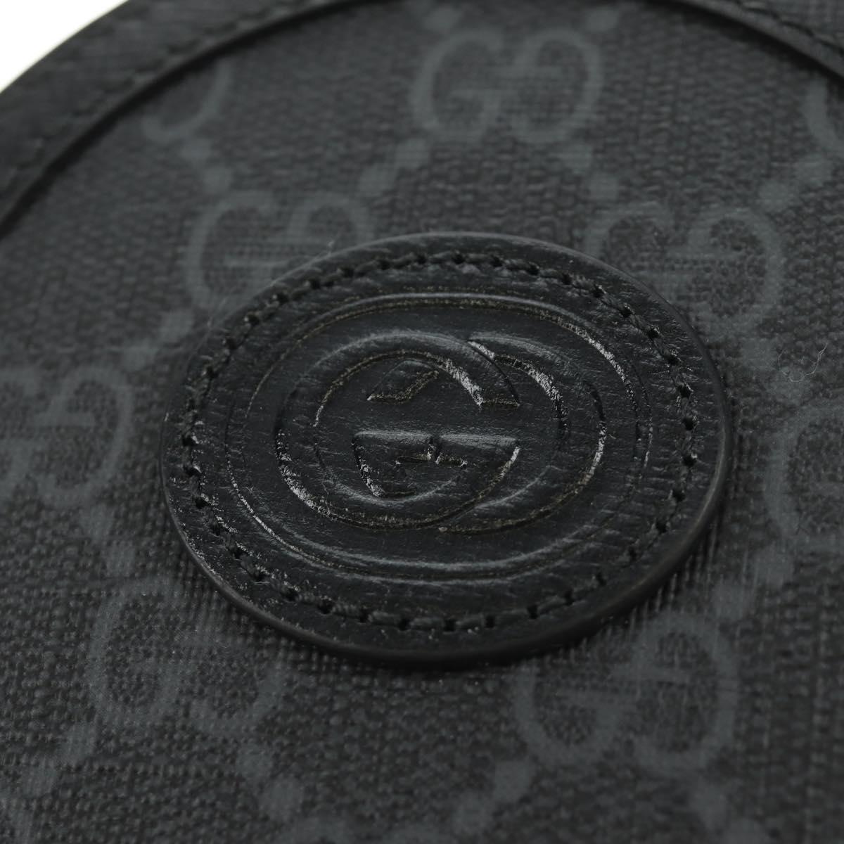 GUCCI GG Supreme Shoulder Bag PVC Black Silver 724351 Auth 183126M