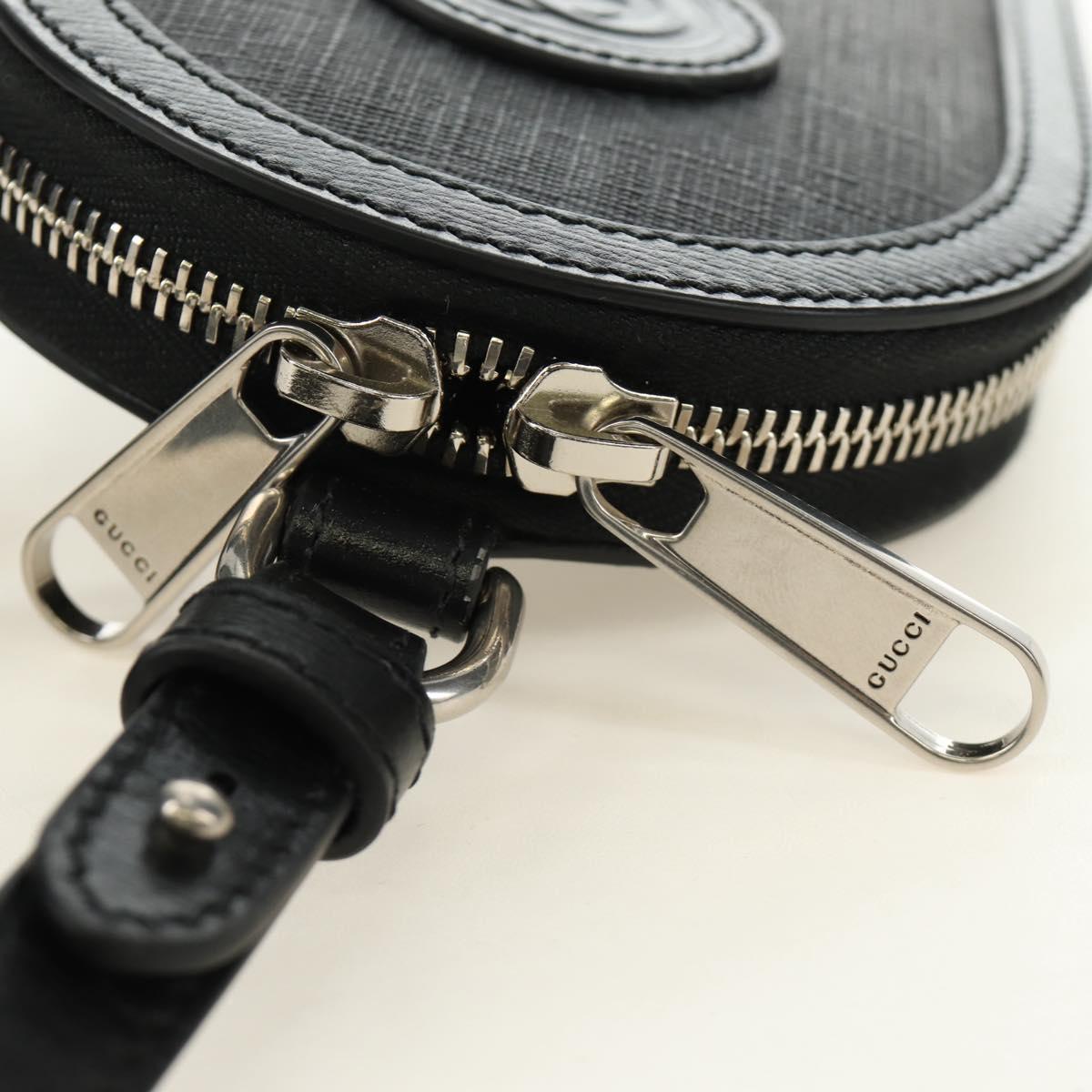 GUCCI GG Supreme Shoulder Bag PVC Black Silver 724351 Auth 183126M