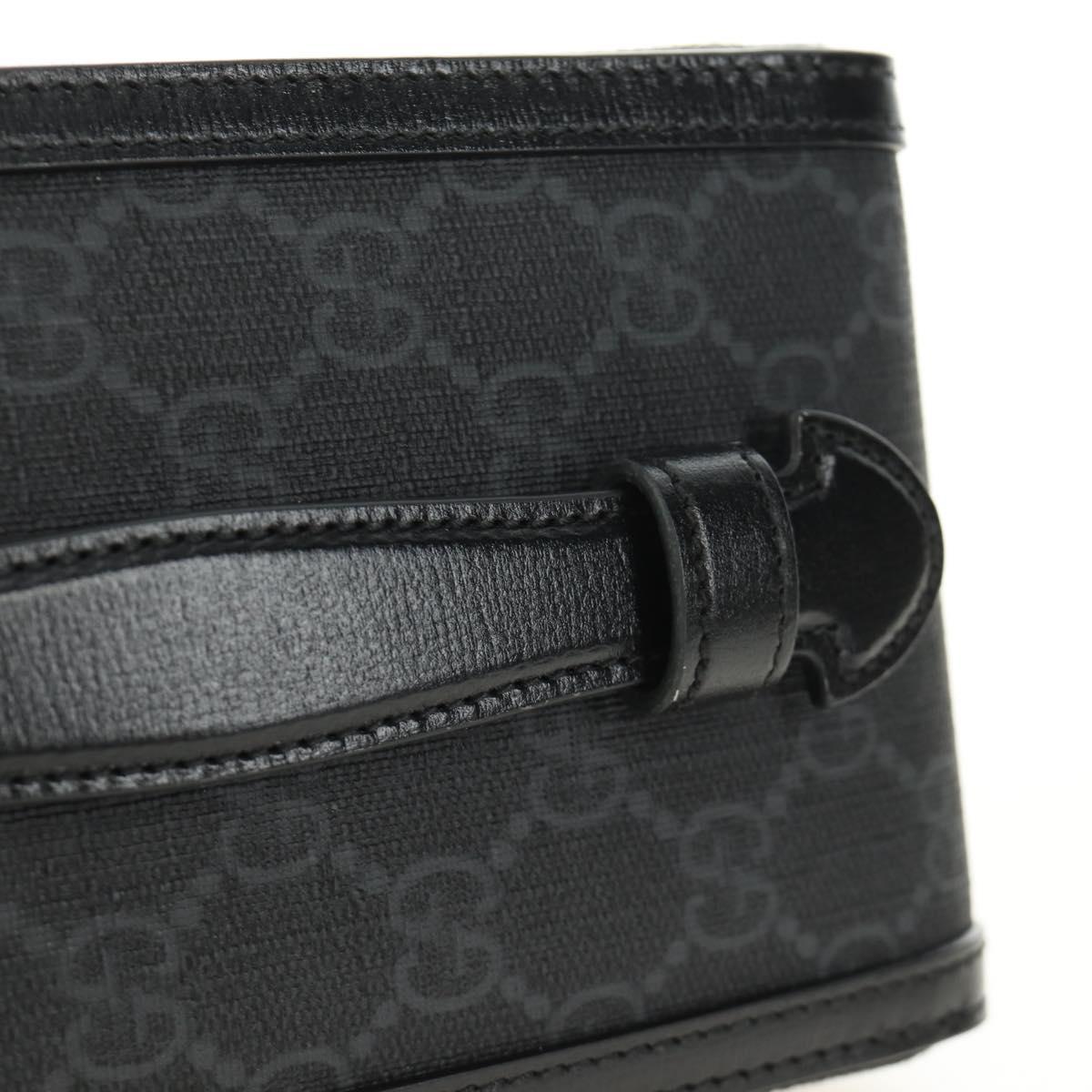 GUCCI GG Supreme Shoulder Bag PVC Black Silver 724351 Auth 183126M