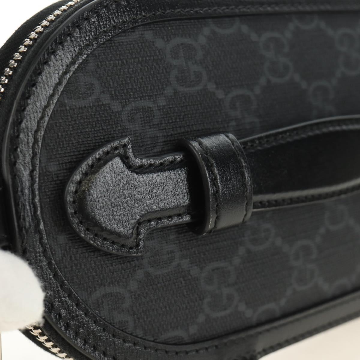 GUCCI GG Supreme Shoulder Bag PVC Black Silver 724351 Auth 183126M
