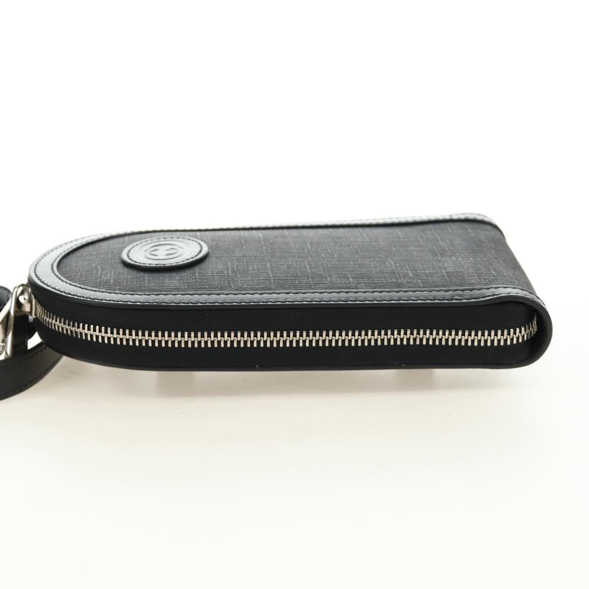 GUCCI GG Supreme Shoulder Bag PVC Black Silver 724351 Auth 183126M