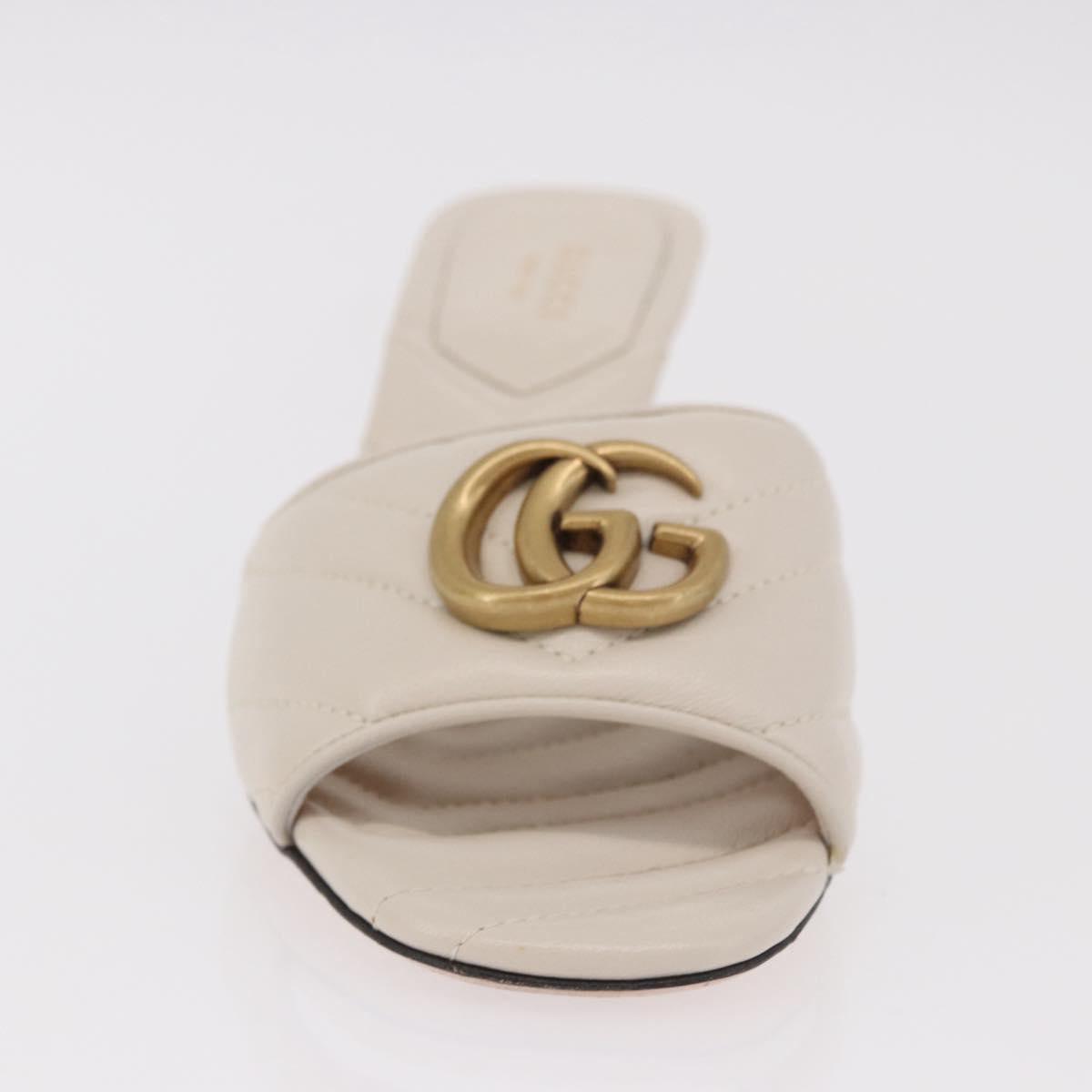 GUCCI GG Marmont Sandals Leather Ivory Gold 674839 Auth 183127M
