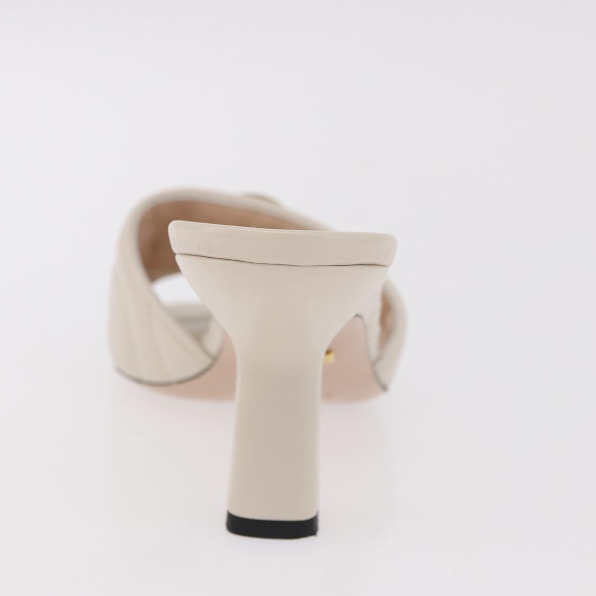 GUCCI GG Marmont Sandals Leather Ivory Gold 674839 Auth 183127M