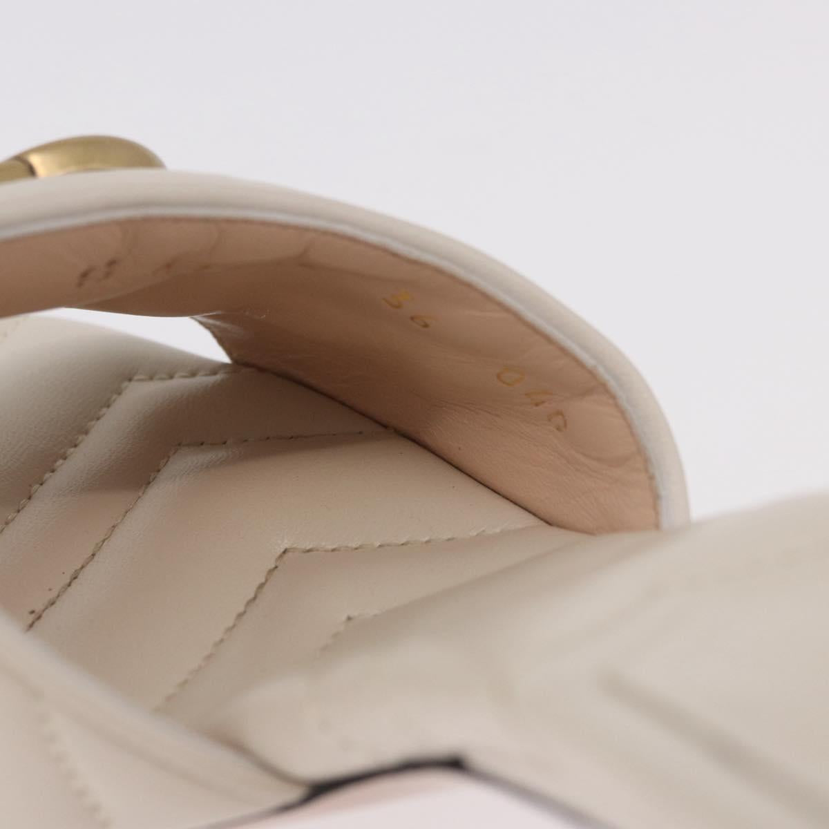 GUCCI GG Marmont Sandals Leather Ivory Gold 674839 Auth 183127M