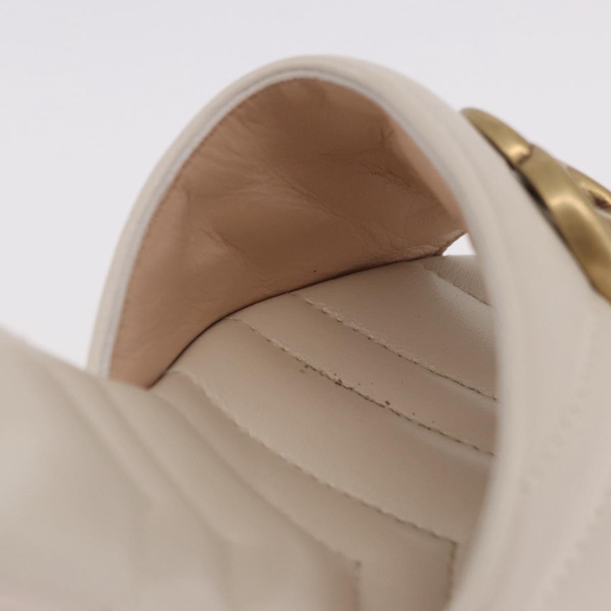 GUCCI GG Marmont Sandals Leather Ivory Gold 674839 Auth 183127M