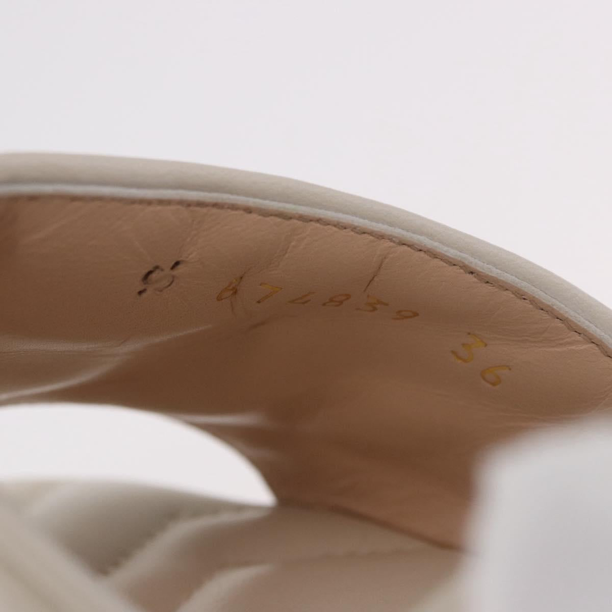 GUCCI GG Marmont Sandals Leather Ivory Gold 674839 Auth 183127M