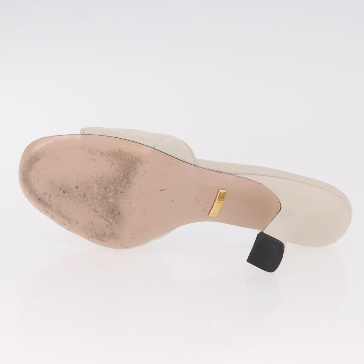 GUCCI GG Marmont Sandals Leather Ivory Gold 674839 Auth 183127M