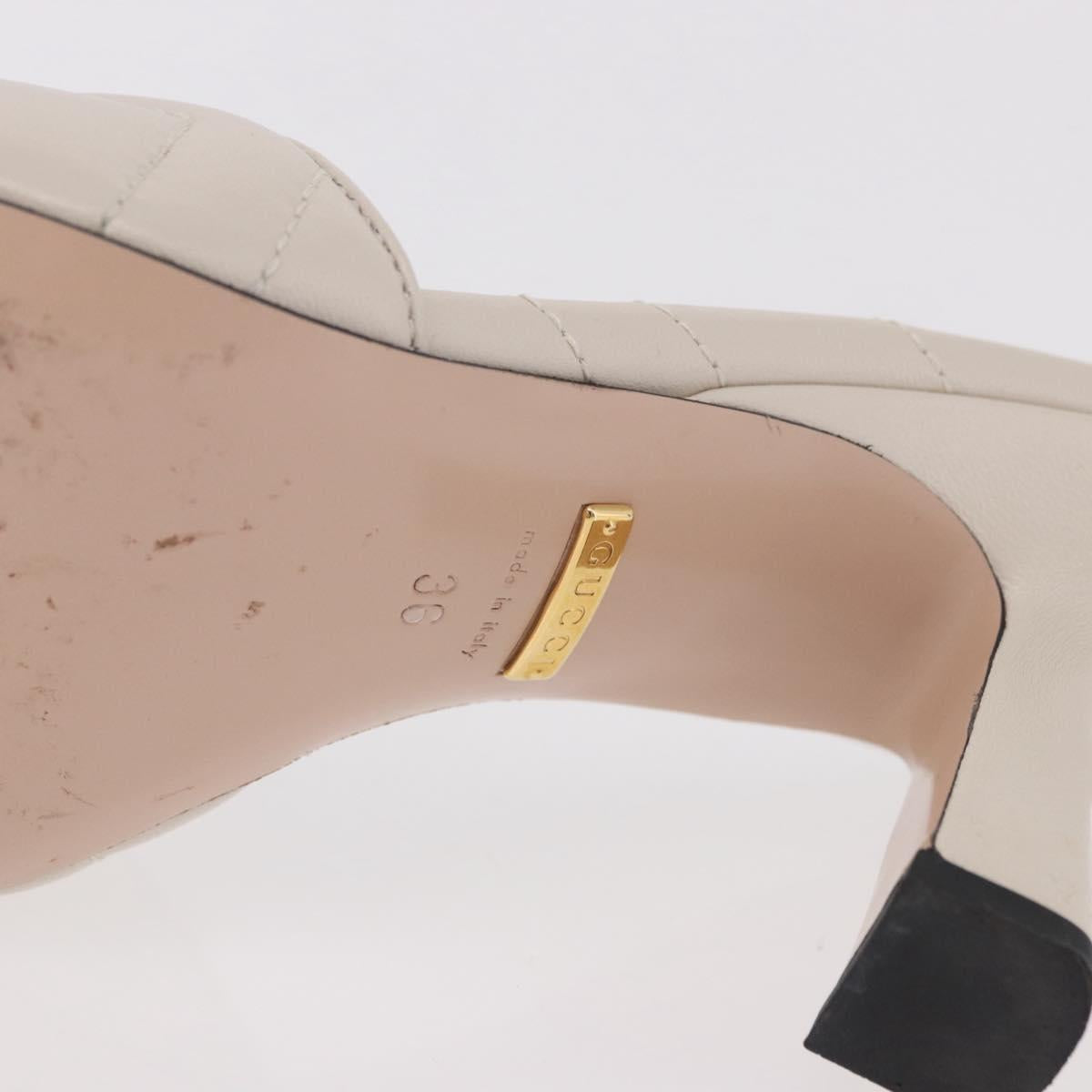 GUCCI GG Marmont Sandals Leather Ivory Gold 674839 Auth 183127M