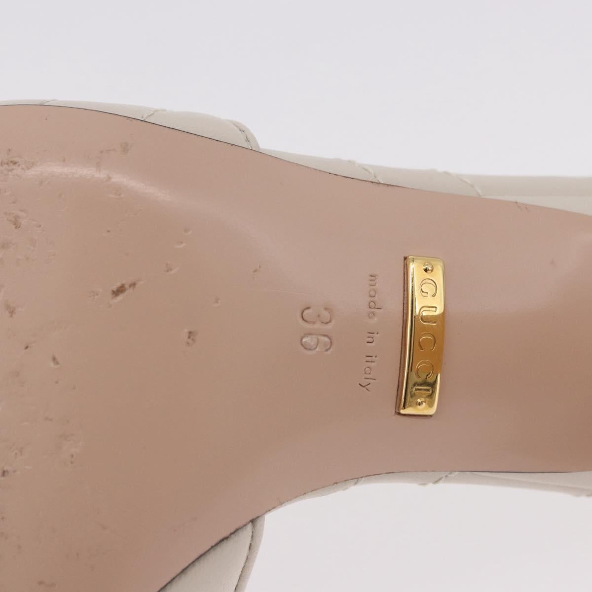 GUCCI GG Marmont Sandals Leather Ivory Gold 674839 Auth 183127M