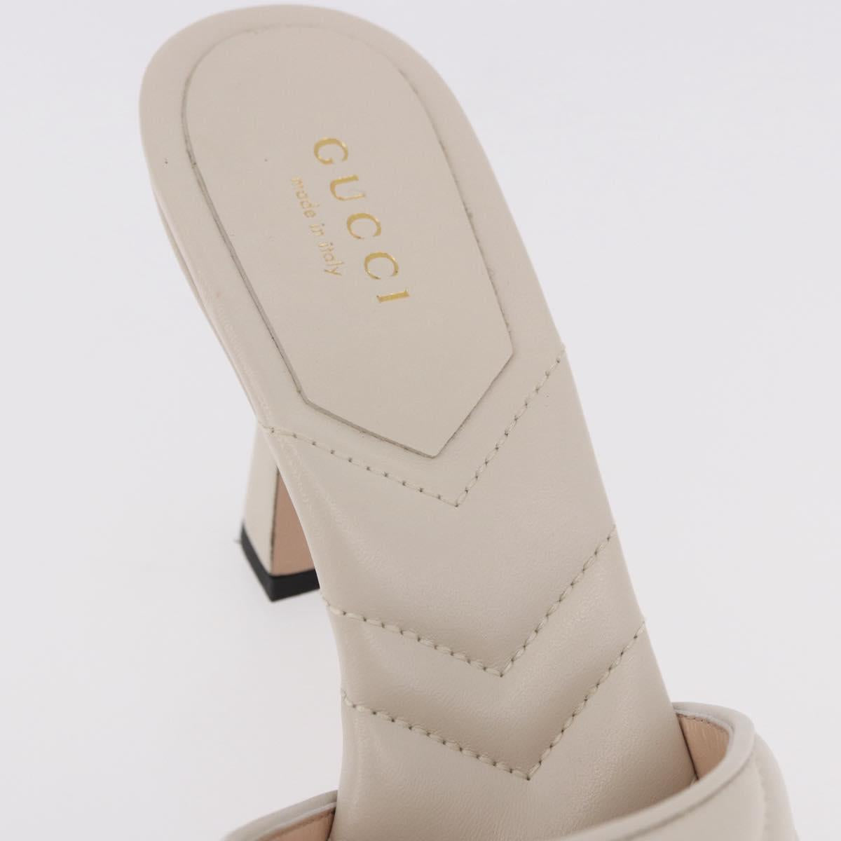 GUCCI GG Marmont Sandals Leather Ivory Gold 674839 Auth 183127M
