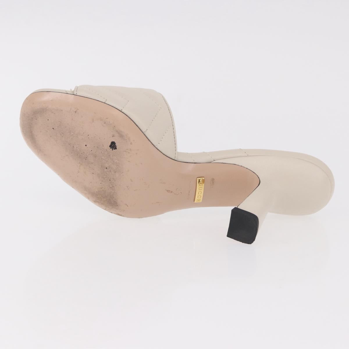 GUCCI GG Marmont Sandals Leather Ivory Gold 674839 Auth 183127M
