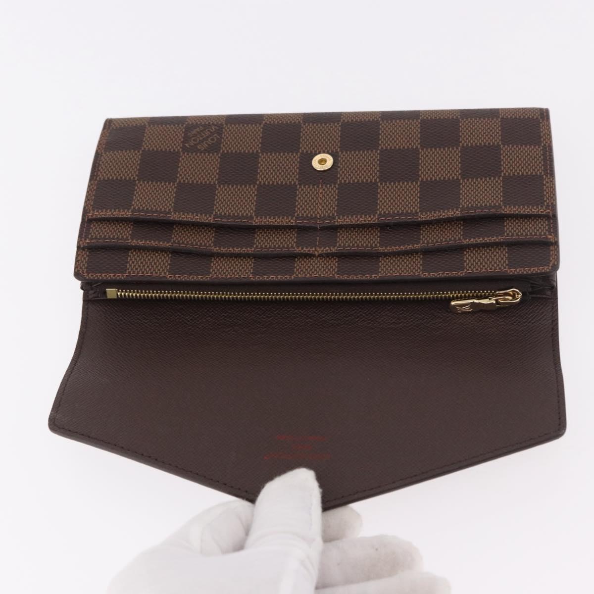 LOUIS VUITTON Damier Ebene Portefeuille Sarah Long Wallet N60491 Auth 183129SV