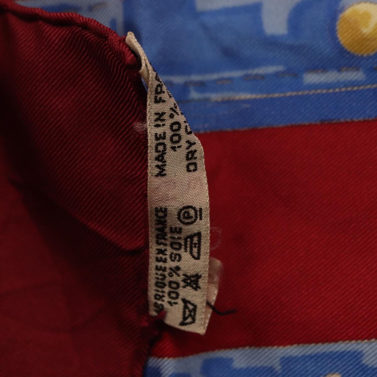 HERMES Carre 90 Scarf ""aux champs"" Silk Red Auth 183130