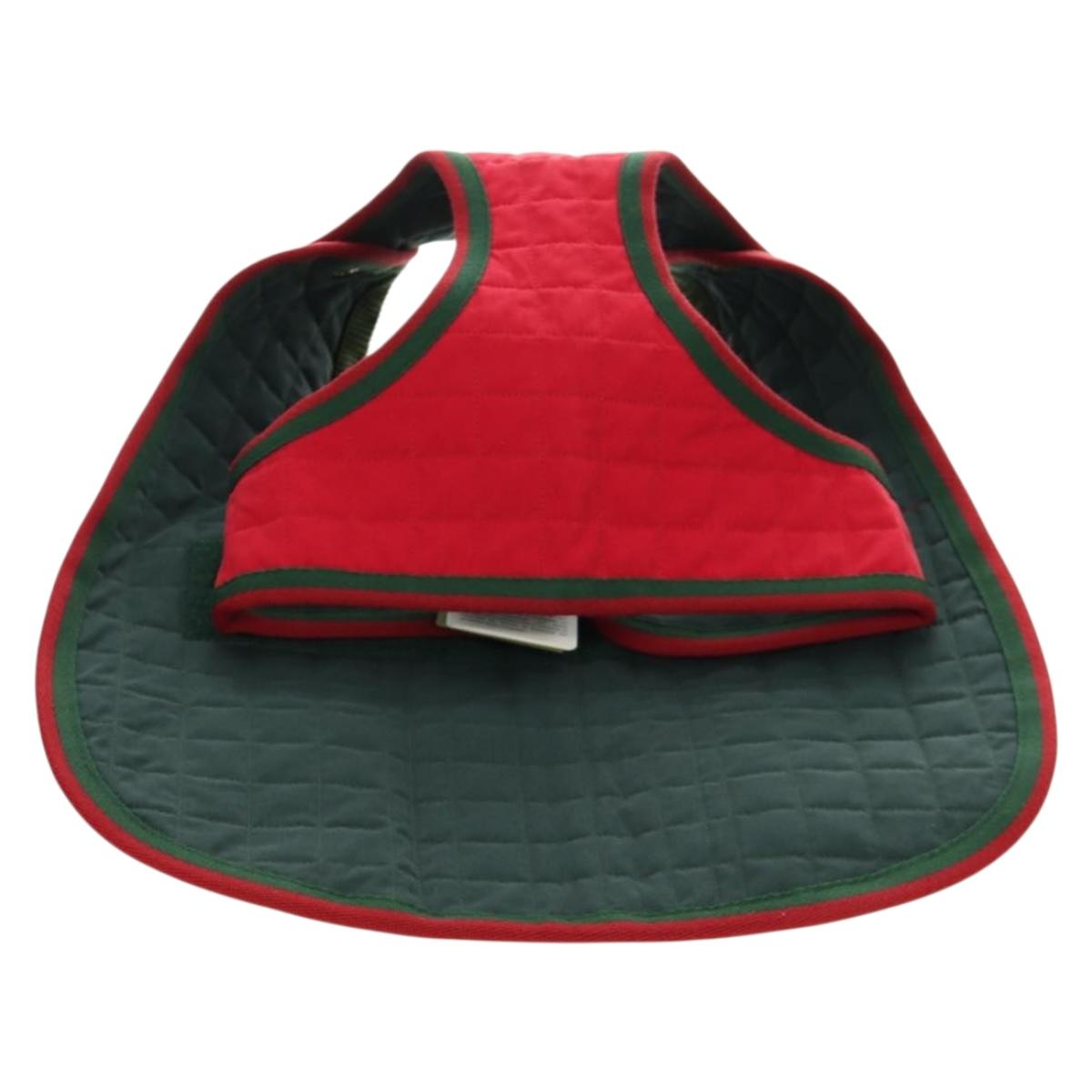 GUCCI Pet Coat Web Sherry Line Cotton Red Green Auth 183133M