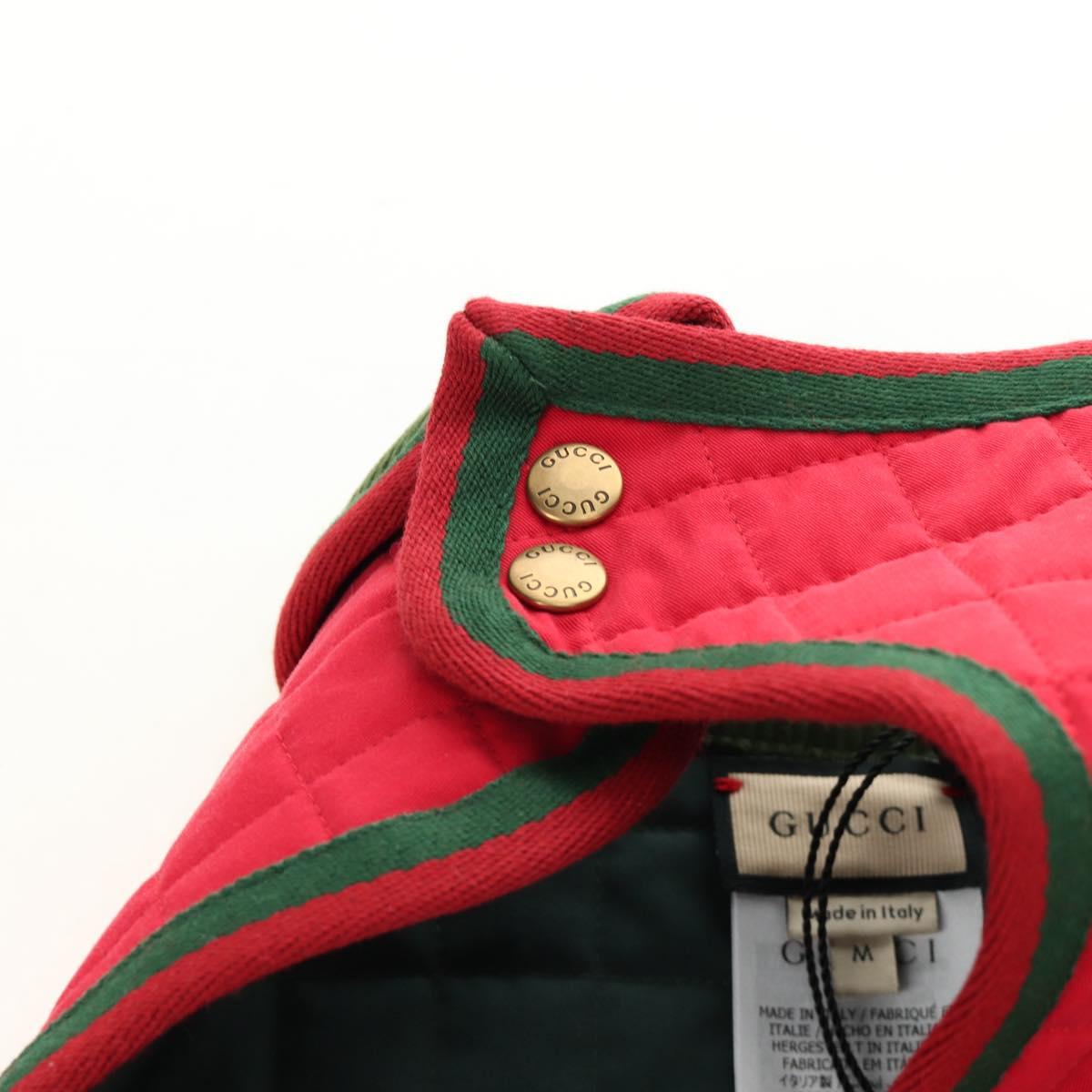 GUCCI Pet Coat Web Sherry Line Cotton Red Green Auth 183133M