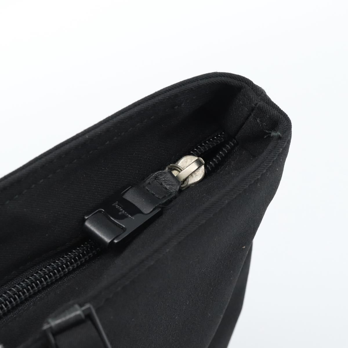 Salvatore Ferragamo Vala Chain Shoulder Bag Canvas Black Silver Auth 183134