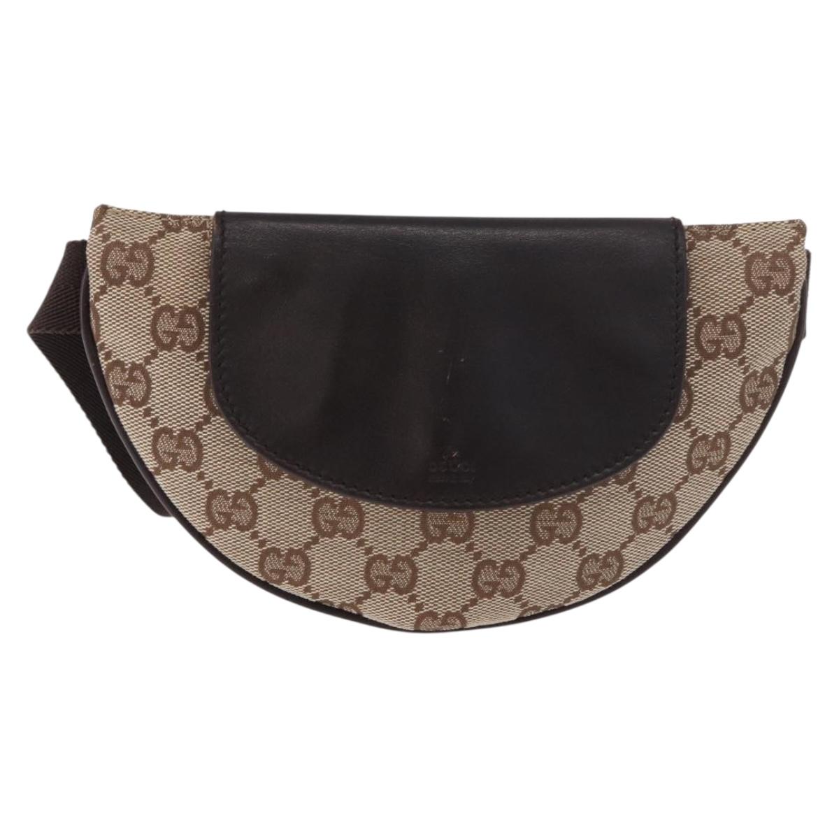 GUCCI GG Canvas Waist bag Beige Gold 106688 Auth 183136A
