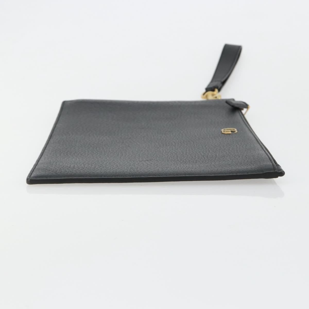 GUCCI GG Marmont Clutch Bag Leather Black Gold 475317 Auth 183138