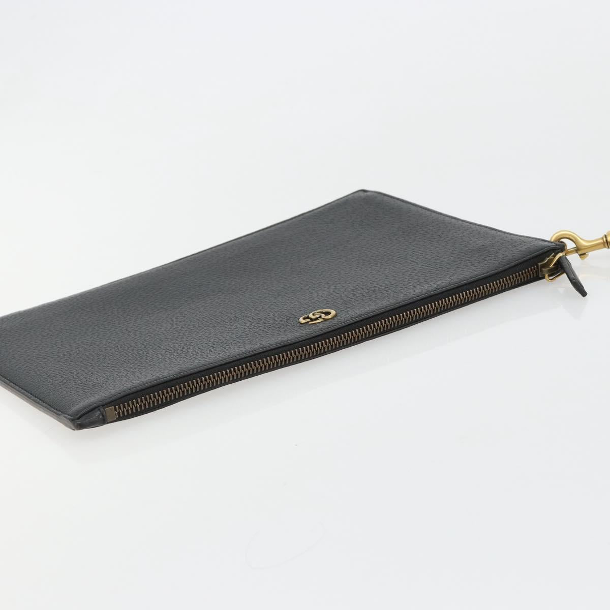 GUCCI GG Marmont Clutch Bag Leather Black Gold 475317 Auth 183138