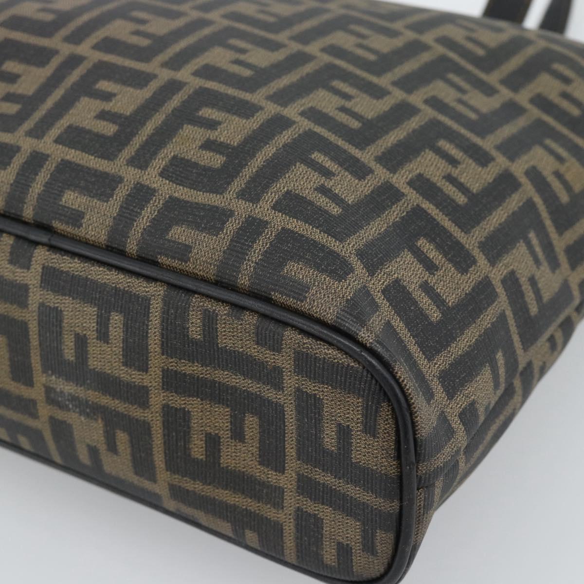 FENDI Zucca Canvas Tote Bag PVC Black Black Auth 183140A