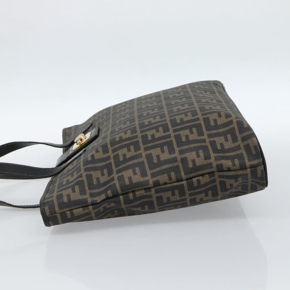 FENDI Zucca Canvas Tote Bag PVC Black Black Auth 183140A