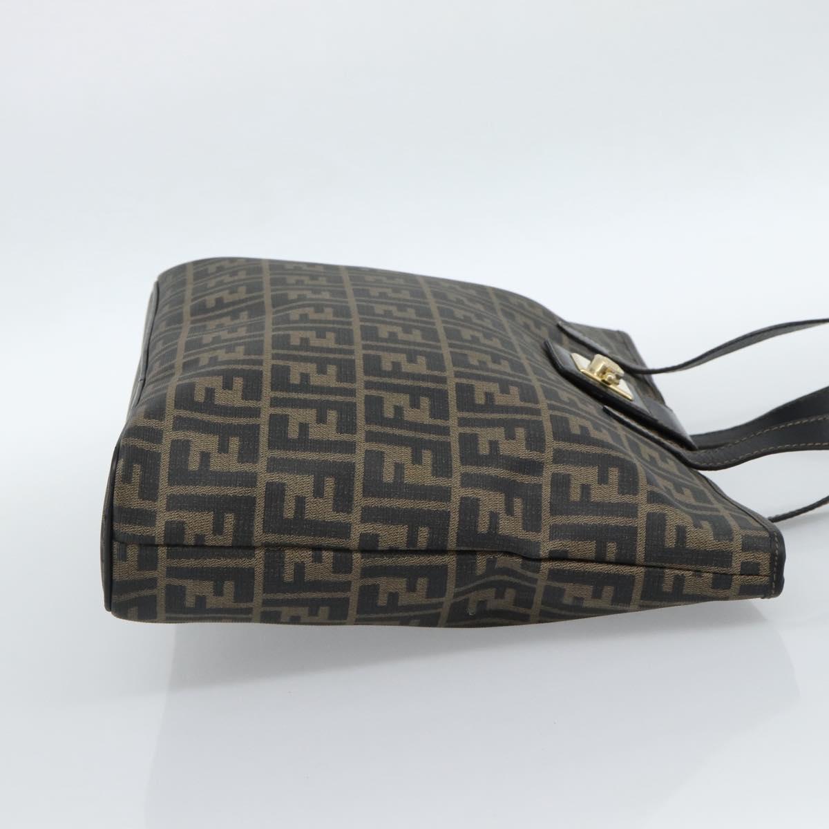 FENDI Zucca Canvas Tote Bag PVC Black Black Auth 183140A