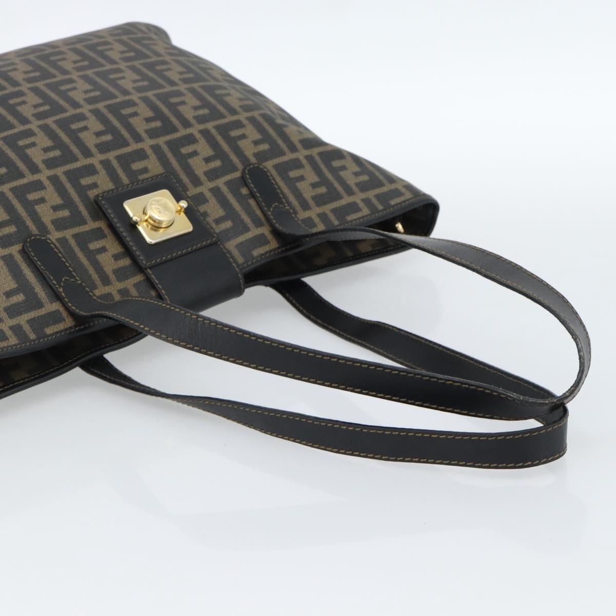 FENDI Zucca Canvas Tote Bag PVC Black Black Auth 183140A
