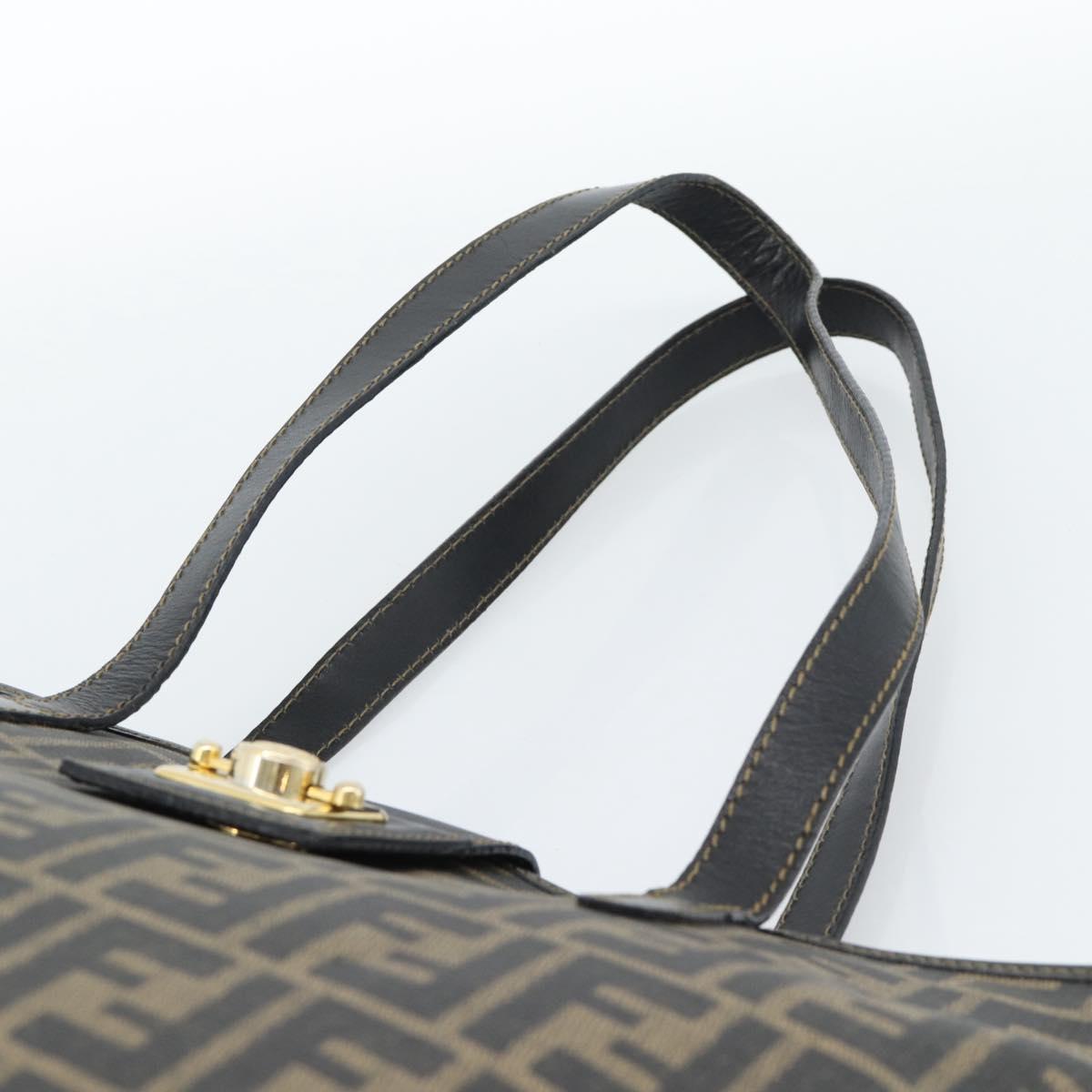 FENDI Zucca Canvas Tote Bag PVC Black Black Auth 183140A