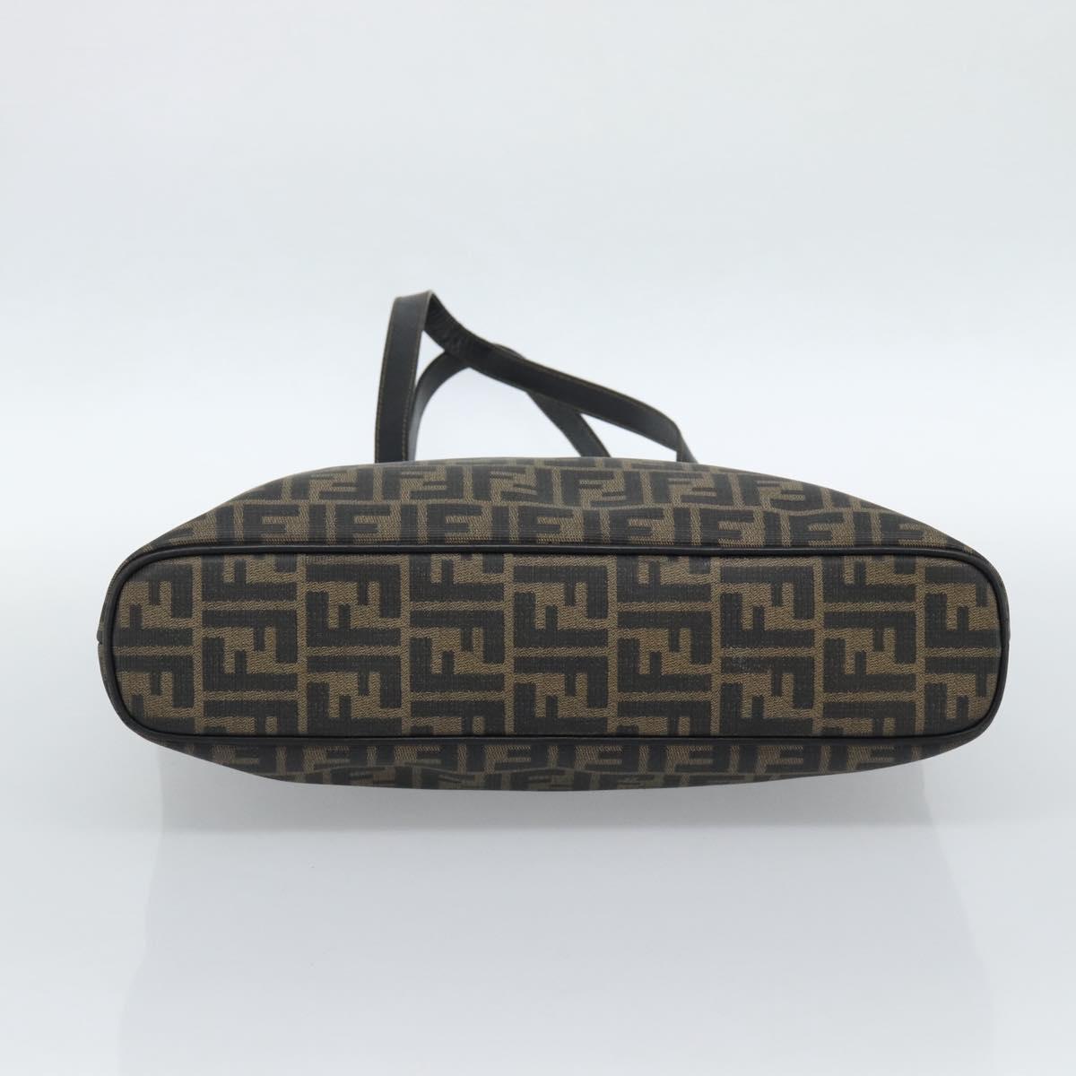 FENDI Zucca Canvas Tote Bag PVC Black Black Auth 183140A