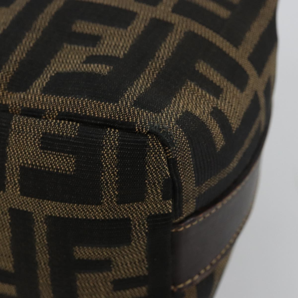 FENDI Zucca Canvas Vanity Pouch Black Brown Auth 183141A