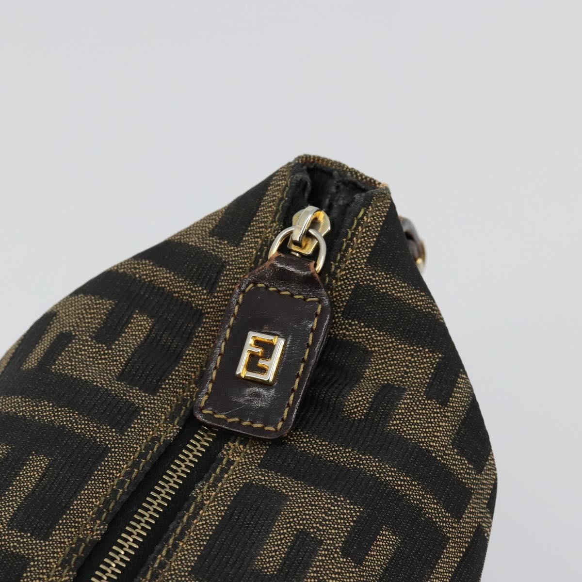 FENDI Zucca Canvas Vanity Pouch Black Brown Auth 183141A