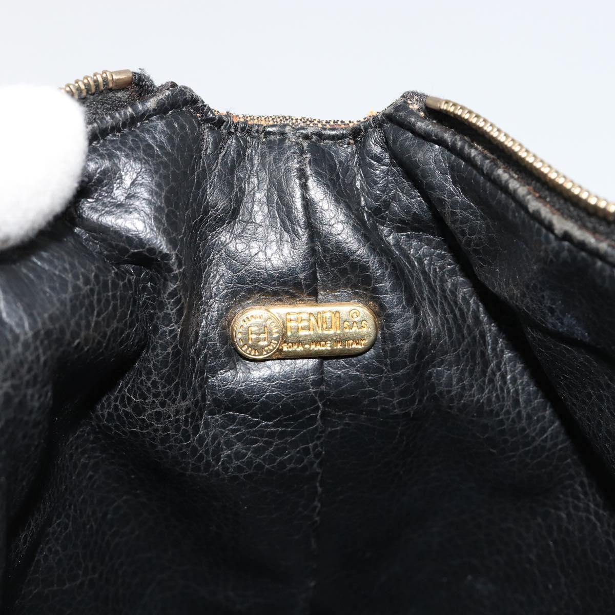 FENDI Zucca Canvas Vanity Pouch Black Brown Auth 183141A