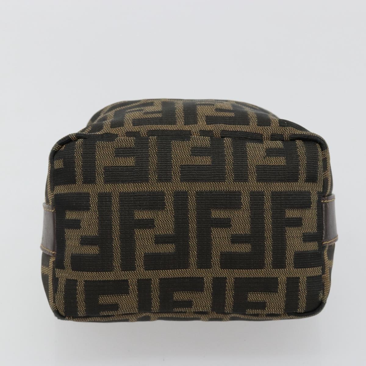 FENDI Zucca Canvas Vanity Pouch Black Brown Auth 183141A
